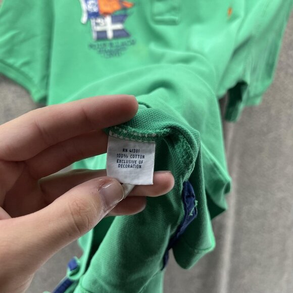 Polo Ralph Lauren Polo Shirt Mens Large Green Custom Flag Equestrian Embroidered - Picture 11 of 12